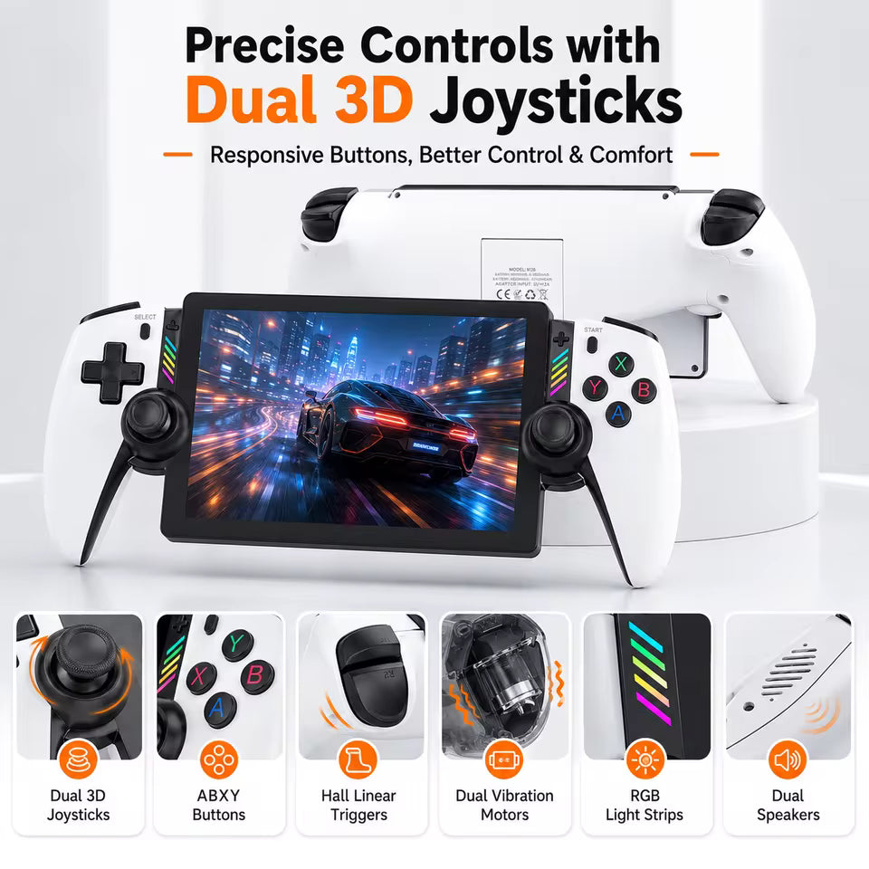 M28 Retro Handheld Game Console, 7.1 inch LCD HD Screen 30+ Emulators, 128G 4000mAh PS2 3D Dual Analog Stick God of War Classic