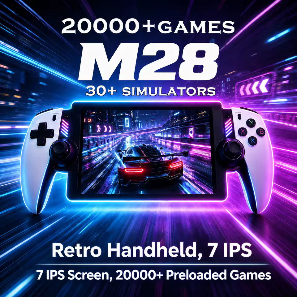 M28 Retro Handheld Game Console, 7.1 inch LCD HD Screen 30+ Emulators, 128G 4000mAh PS2 3D Dual Analog Stick God of War Classic