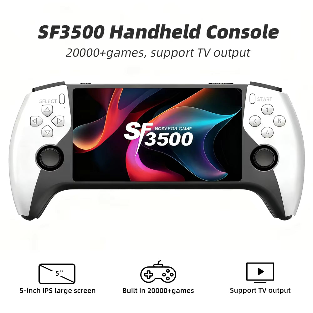 SF3500 Portable Handheld Game Console – 5" IPS Screen & 20,000+ Built-In Games