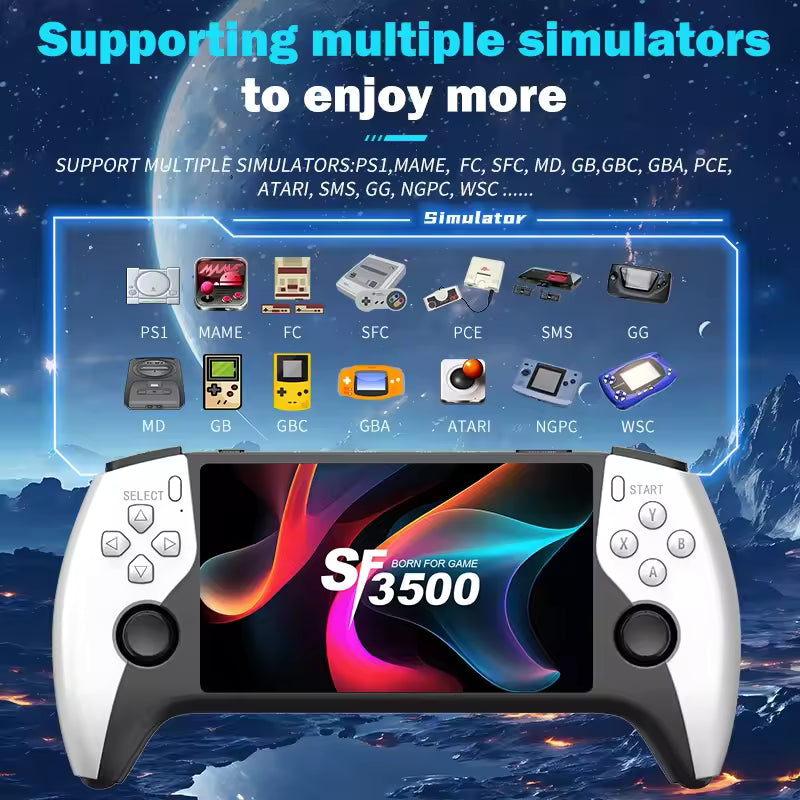 SF3500 Portable Handheld Game Console – 5" IPS Screen & 20,000+ Built-In Games